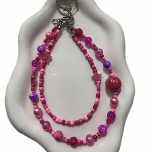 Handmade Beaded Keychains / Pendants with Pink and Purple Beads and Star Charms for Stylish Accessories