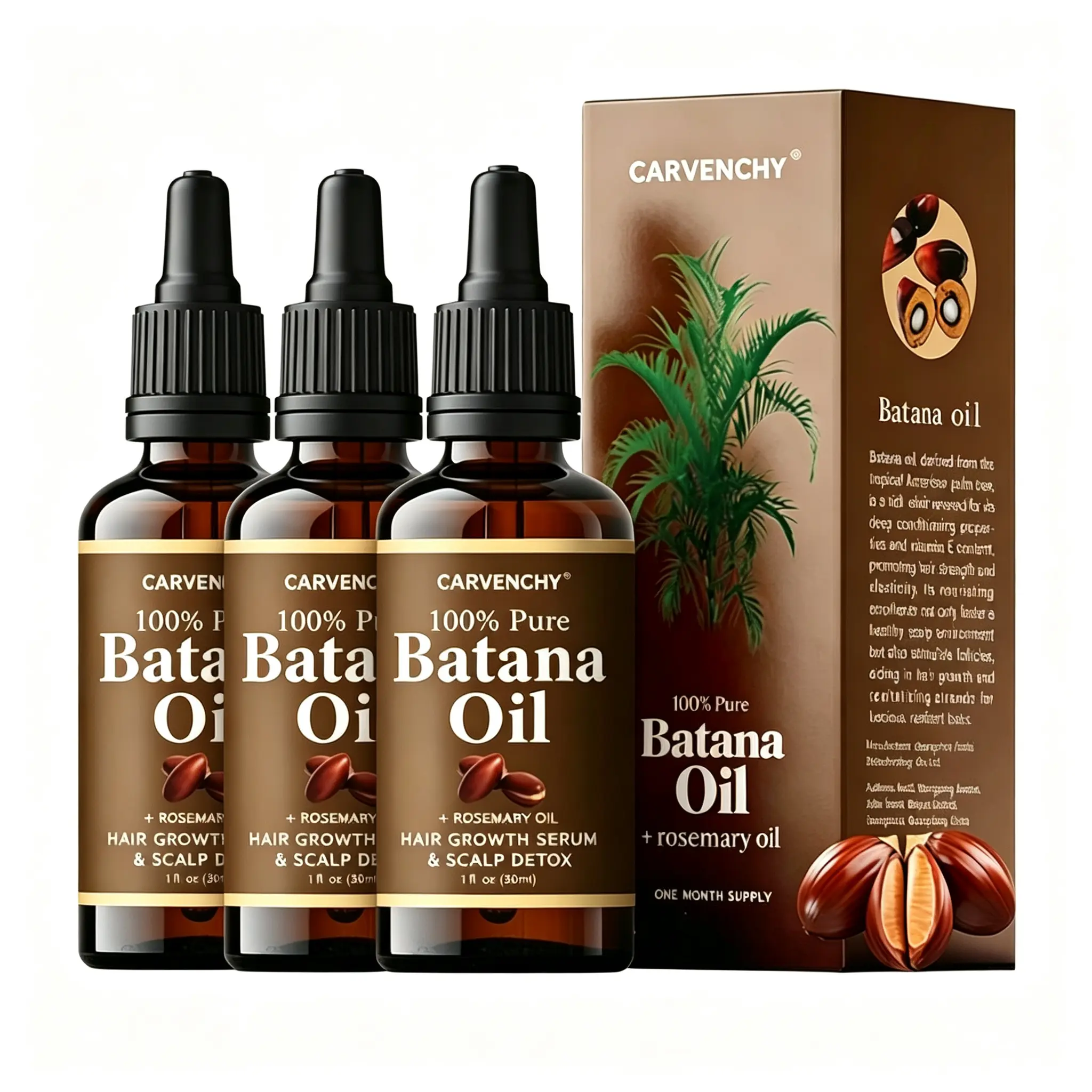 Batana Oil for Hair,Hair Oil with Rosemary for Hair Growth,for All Hair Types,Batana Hair Oil for Women and Man,Batana Oil for Hair,Hair Oil with Rosemary for Hair Growth - 100% Organic Batana Oil