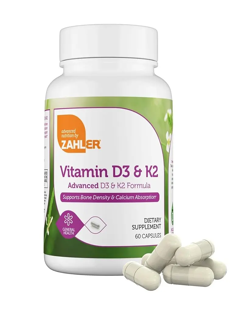 Zahler Vitamin D3 & K2 Chewable Supplement 90 Count - Certified Kosher K2 D3 Vitamin 5000 IU for Calcium Absorption, Bone Density & Immune Support