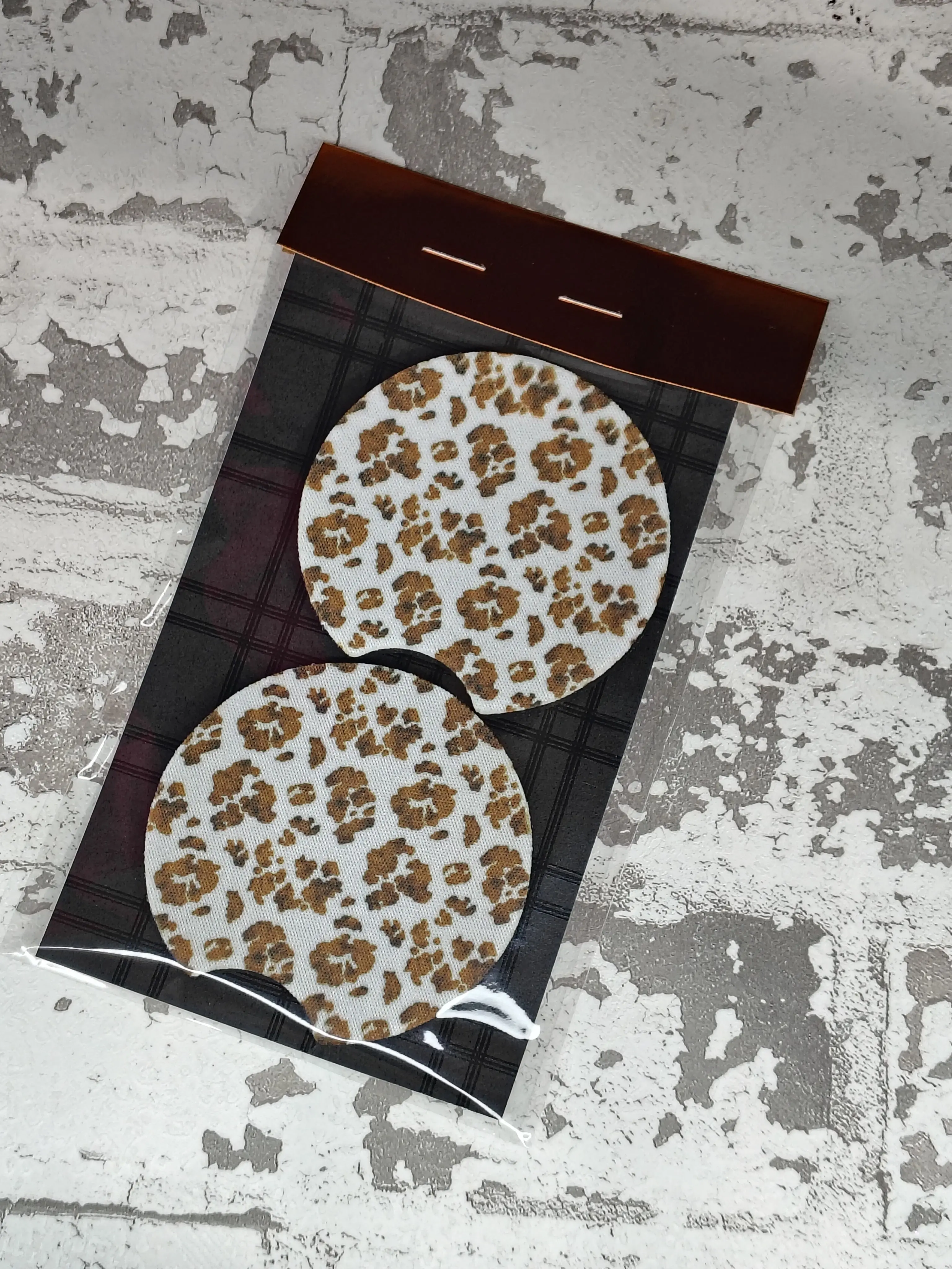 1338- Cow Hide Car Coaster