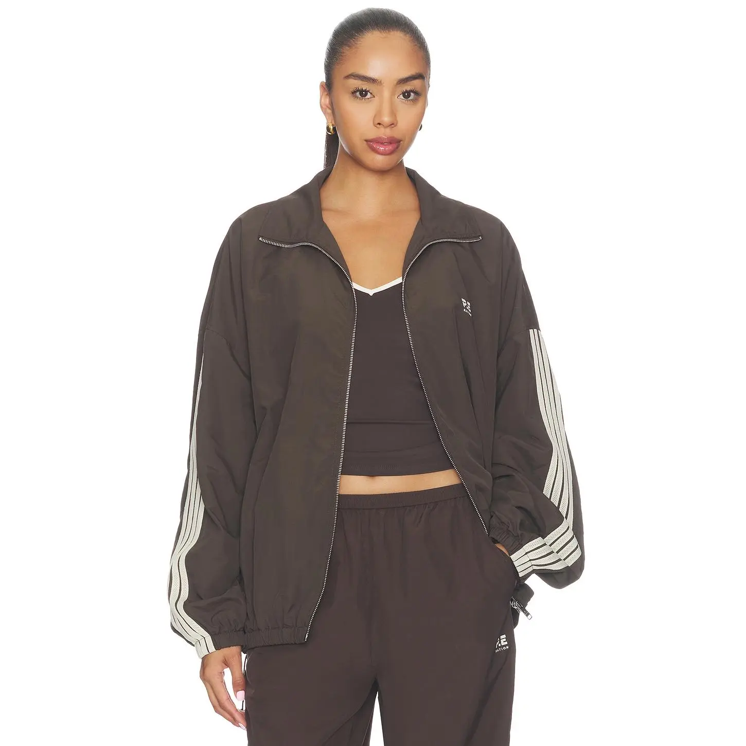 P.E Nation Radius Jacket in Coffee & Whisper White