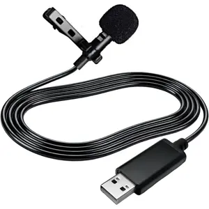 USB Type-A Microphone Lavalier Lapel Clip  Mic with 6.7ft  for Laptop  PC, Streaming Conferencing,Interview, Singing, Skype, MSN, Audio Video Recording,Clear &  Sound,Black
