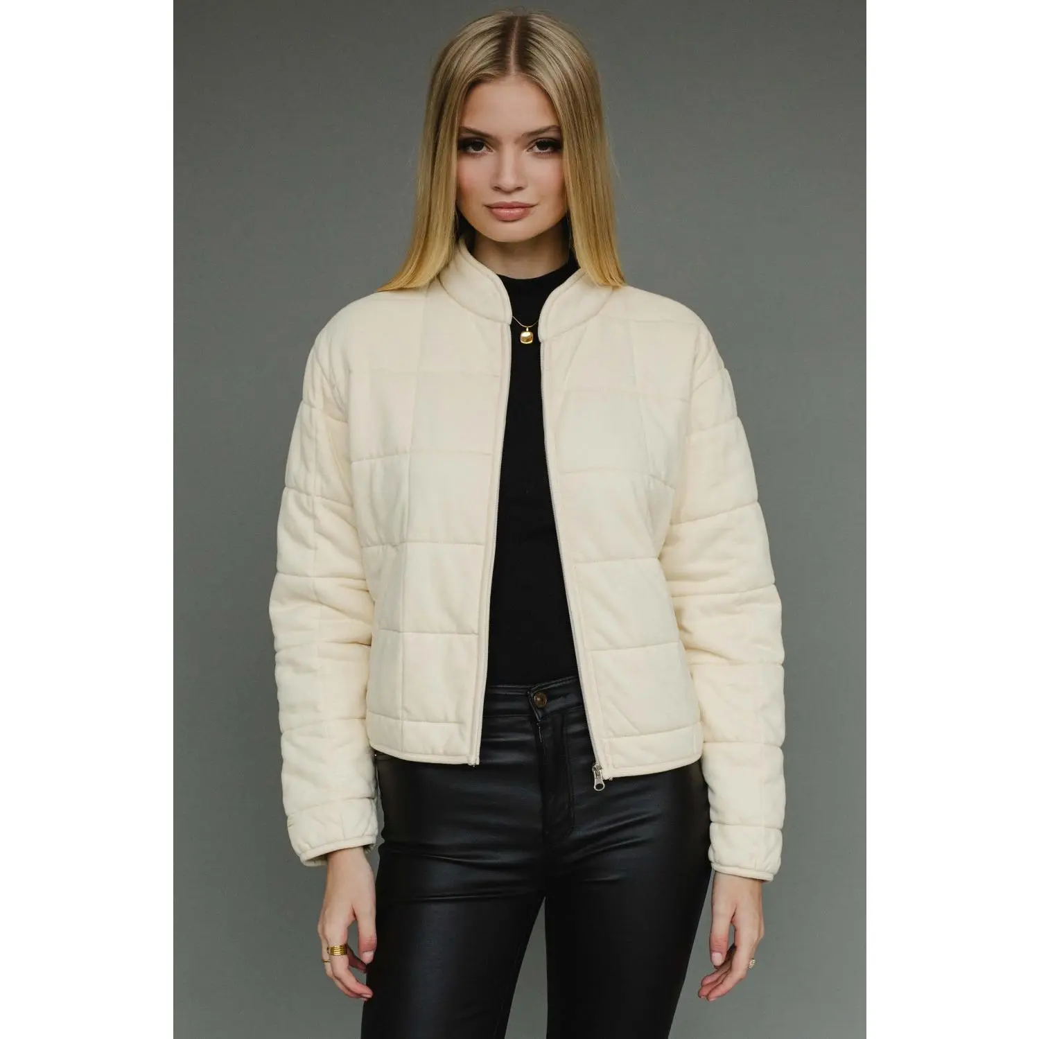 Cream Washed Quilted Jacket