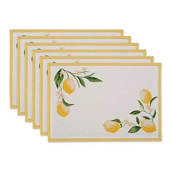 Design Imports Lemon Bliss Printed Placemat Set of 6 Design Imports Lemon Bliss Printed Placemat Set of 6