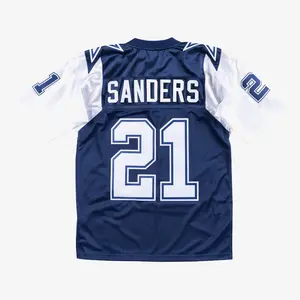 Deion Sanders Dallas Cowboys 1995 Navy Authentic Jersey - Mitchell & Ness NFL Throwback, 90s Retro Football Jersey
