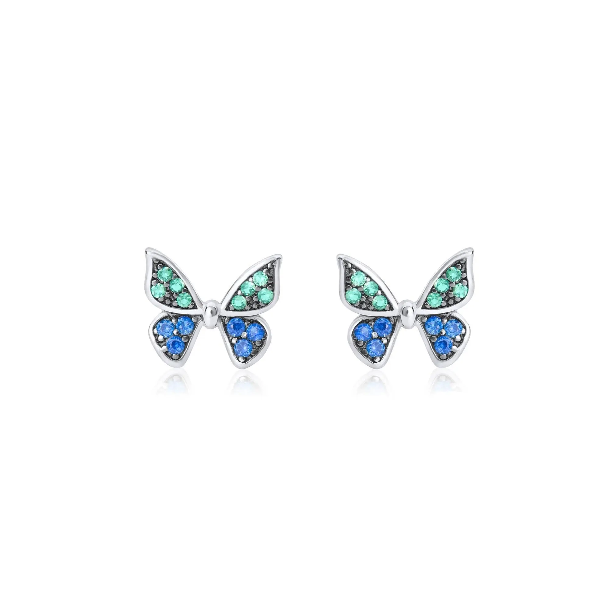 Sterling Silver Dainty Monarch Butterfly Earrings with Post Back Closure, 14-Round Brilliant CZ Stones, On-Trend Malibu Vibes Jewelry for Adults (Matching Butterfly Necklace Available)