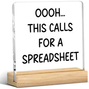 Funny Office Decor, Office Humor Quotes Decor for Women, Coworker Gifts, Funny Acrylic Plaque Sign with Wooden Stand for Home Office Decoration Workmate or Boss Gift - Oooh This Calls for a Spreadsheet 4x4 Inch