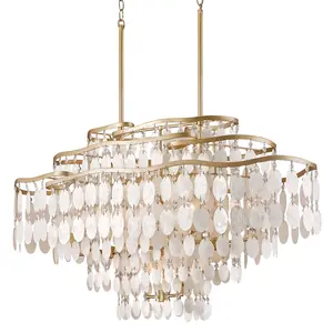 Dolce Linear Chandelier - 12-Light Opulent Design with Crystal and Capiz Shell Accents