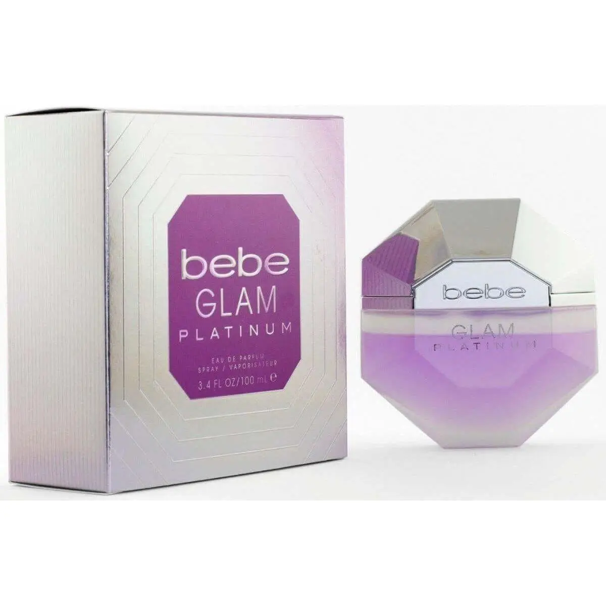 Bebe Glam Platinum EDP Fragrance Spray - Women's Sprayer Fragrance, Floral Scent with Cucumber Base, Fresh Aroma, 3.4 fl oz, New in Box, Self Care Product, Self Care Products, Floral Scents Perfume