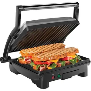 Chefman Panini Press Grill and Gourmet Sandwich Maker Non-Stick Coated Plates, Opens 180 Degrees to Fit Any Type or Size of Food, Stainless Steel Surface and Removable Drip Tray, 4 Slice, Black outdoorfun