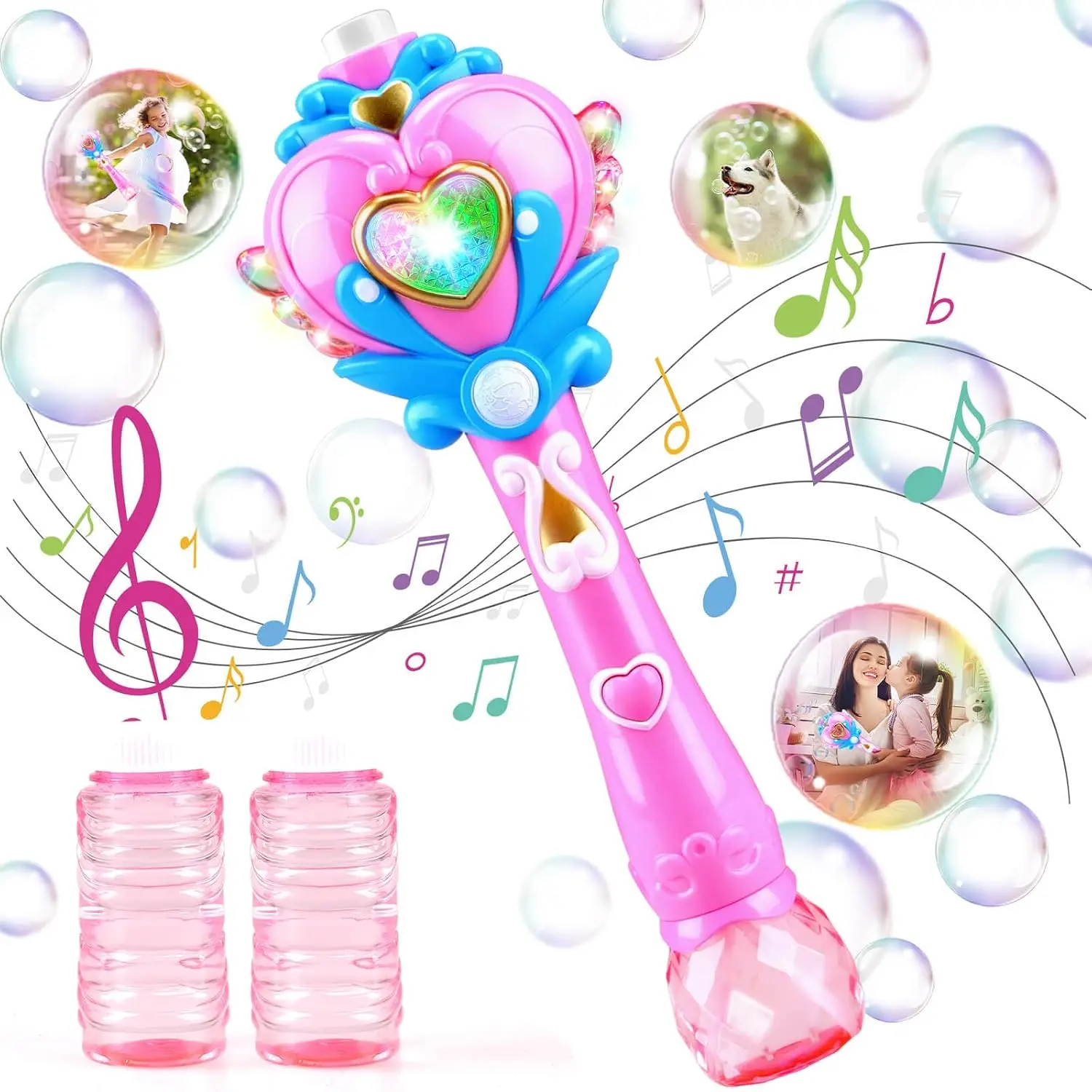 Halloween Fall Gift Toys for Girls: Princess Bubble Wand, Birthday Gifts for Ages 3+ | Light Up with Bubble Solution, Bubbles Machine for 3 4 5 6 7 8 Years Old Girl, Fairy Wands for Kids Girl Age 4-5