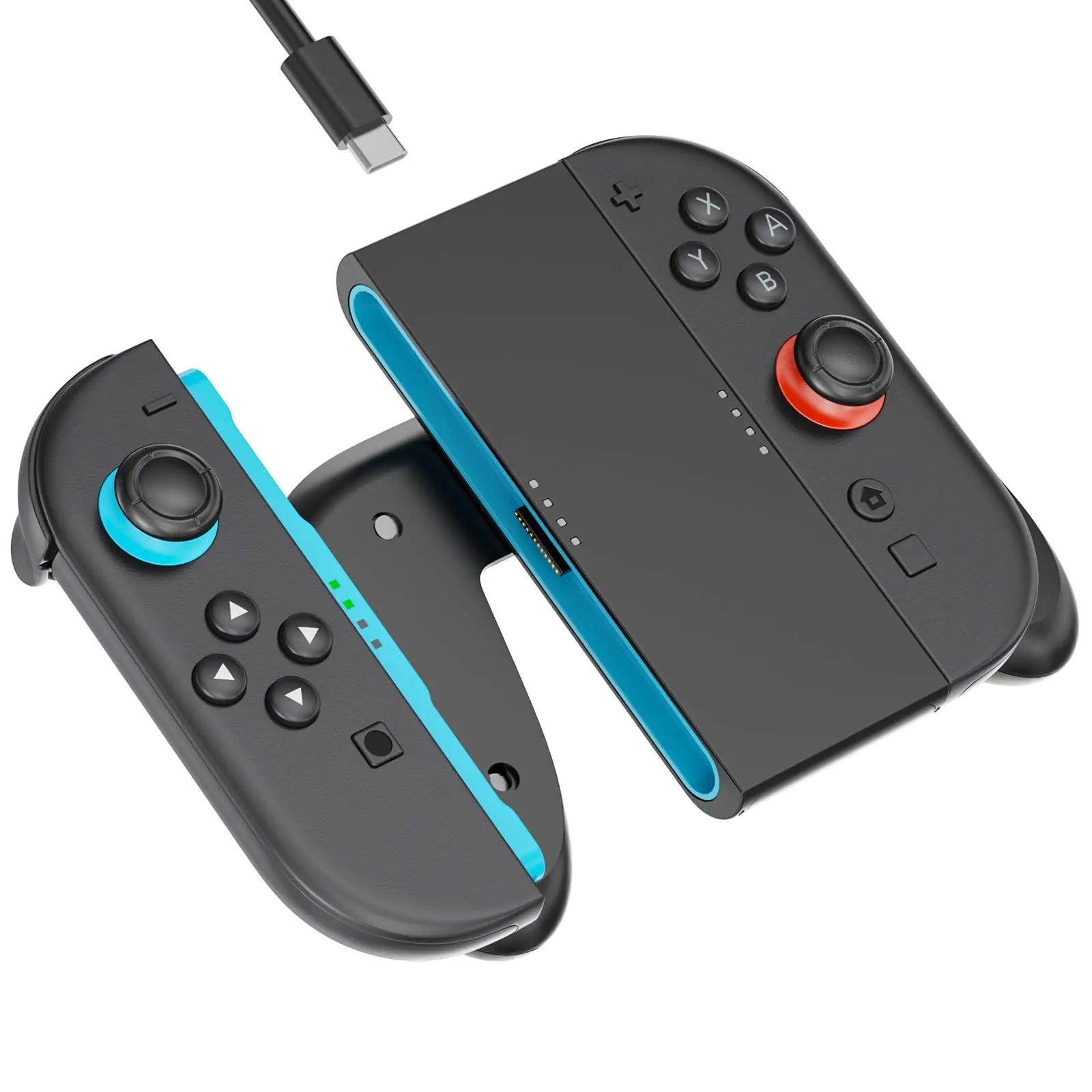 Magnetic Grip Handle for Nintendo Switch 2 Console Controller - Durable, Lightweight, Ergonomic, Effortless Magnetic Charging, Dual Charging Joy-Con Accessories with USB-C Play-and-Charge Cable, Ergonomic Design