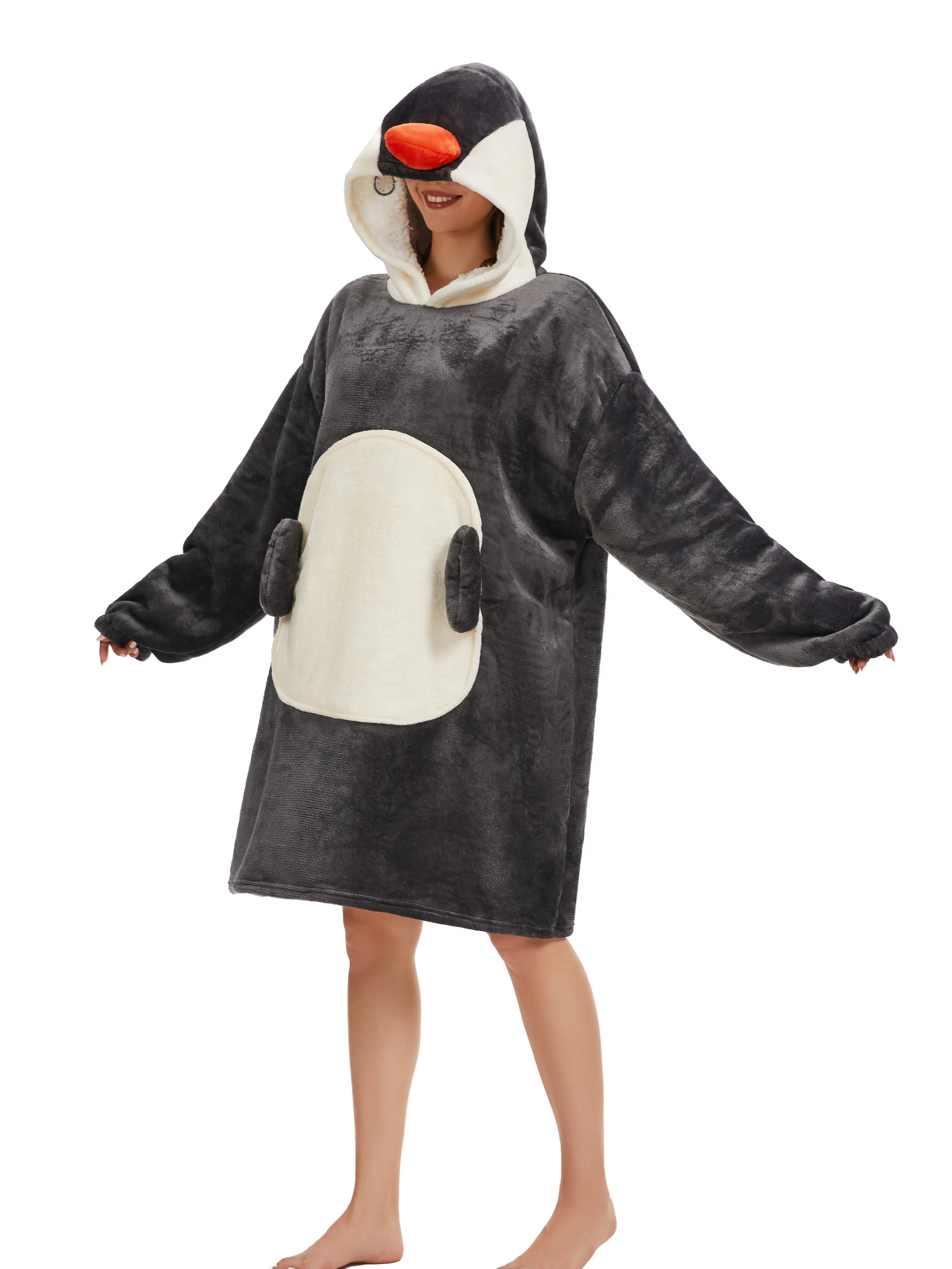 Women's Cute Panda Pajama Set, Fluffy 2-Piece Polyester Loungewear with Longsleeves Sweatshirt & Pants for Winter Warmth, Gym Clothing, Room Decor