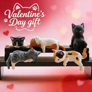 Valentine's Day gift Viral Mini Cat Desk Figurines (Set of 5)  Resin MultiPose Kitty Ornaments Cute Cats Aesthetic Desk Decor Workspace Companions Perfect for Home Office or Cubicle Charming Playful Desktop Accessories Gifts for Cat Lovers