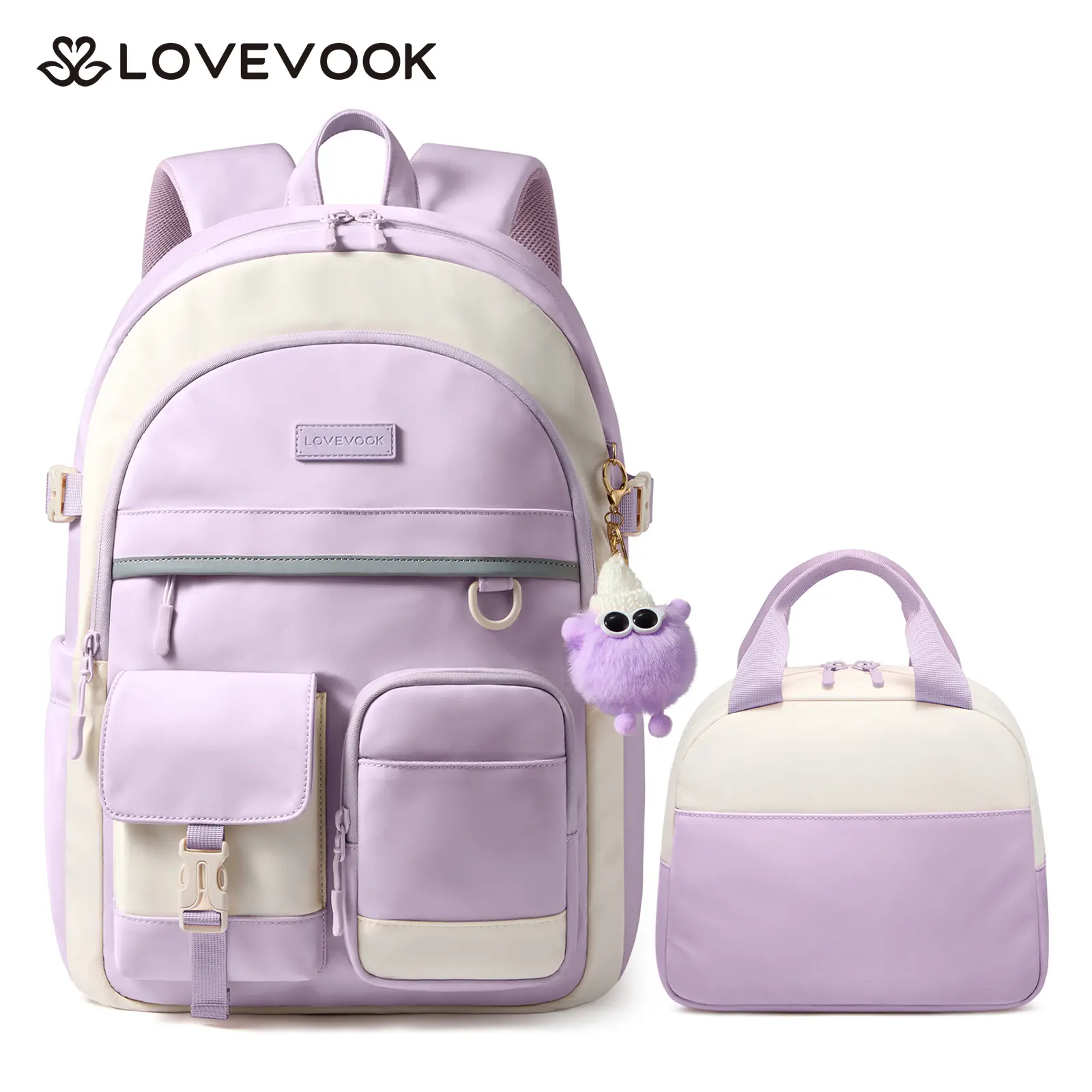 Purple-Beige (with lunch bag )