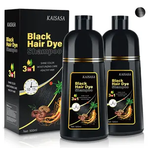 KAISASA Hair Dye Shampoo 3 in 1 - Herbal Ingredients Can cover gray hairs,Contains Ginseng Extract,Natural Haircoloring, black hairdye