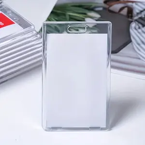 5pcs Acrylic Crystal Card Sleeve, Transparent ID Holder for Horizontal and Vertical Cards, Student Exhibition Access Card Case, Badge Holder
