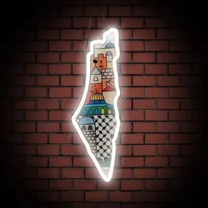 Palestinian Map 4 different style warm white LED Light 15 Inch Design with Remote Control for Festive Decoration