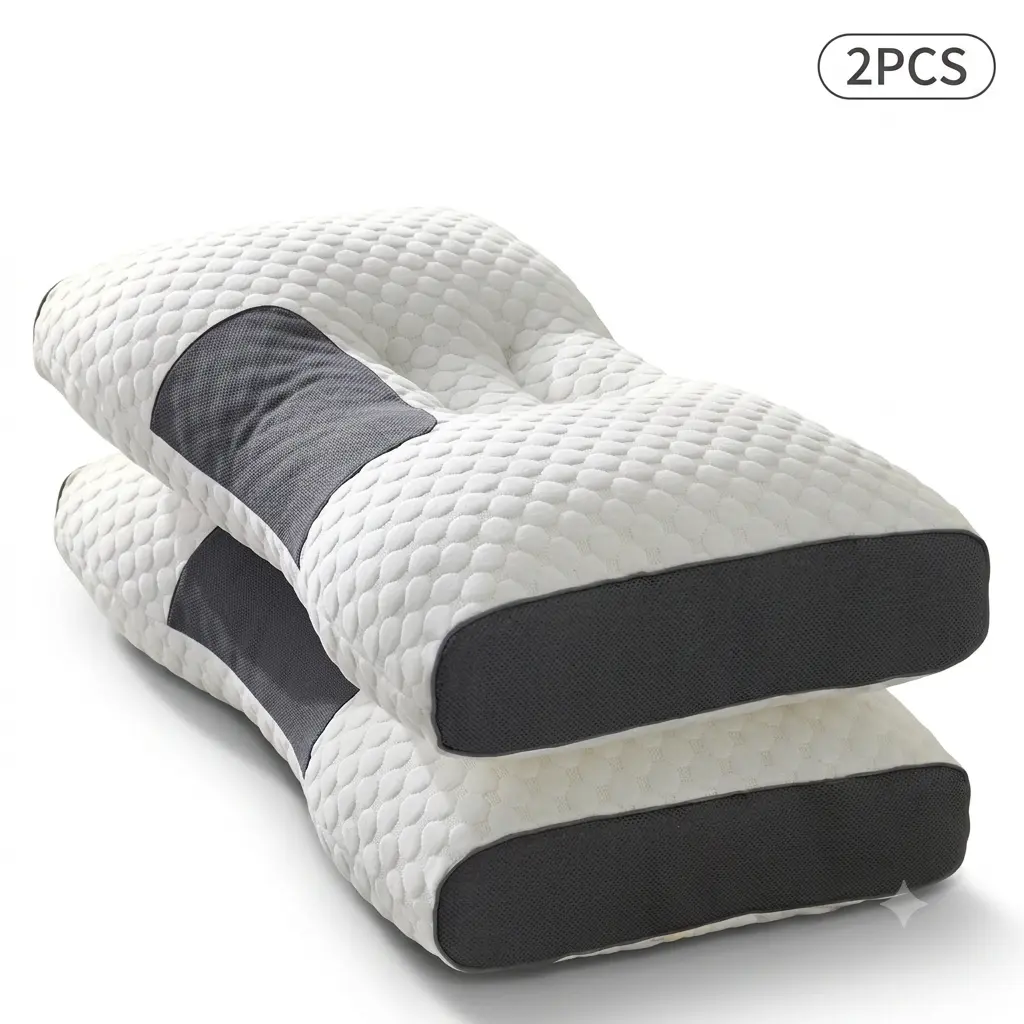 2 Pack Ergonomic Cervical Neck Pillows for Sleeping, Orthopedic Memory Foam Bed Pillow with Adjustable Height, Contour Neck & Shoulder Support, Removable Washable Cover