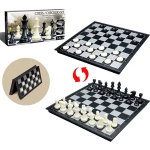 Magnetic Chess Checkers Set, Foldable Magnetic Board, Durable Lightweight, Perfect Gift for Home Entertainment & Chess Lovers, Tabletop Chess Board, Magnetic Chess Game