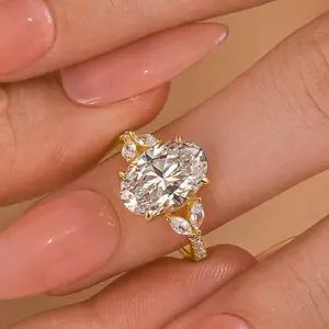 Effinny 3.5ct Oval Cut Engagement Ring, 925 Sterling Silver Promise Ring, 5A Grade Cubic Zirconia Women's Ring for Daily, Travel, Party