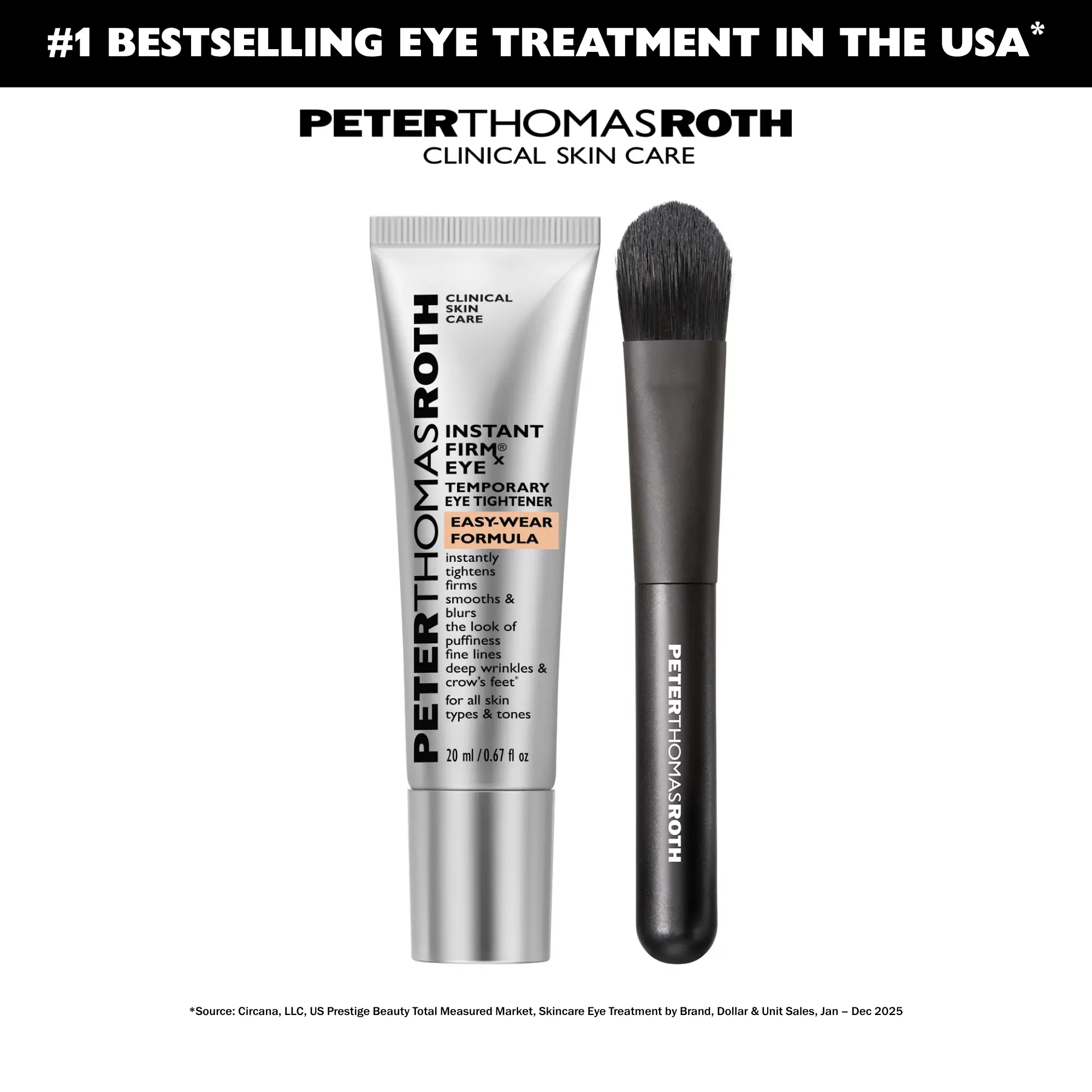 Peter Thomas Roth Instant FirmX Easy Wear Eye Tightener, Neutralizing Sheer Tint, Brush Included