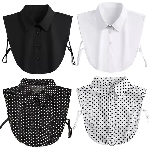 Women's 2-4 Pack Detachable Dickey Collars - Classic Colors, Business Dress & Uniform Accessory, Breathable, Adjustable Elastic Bands, 4 Pieces, One Size, Color Fast, Easy-Clean Fold-And-Go Fabric for Blouses