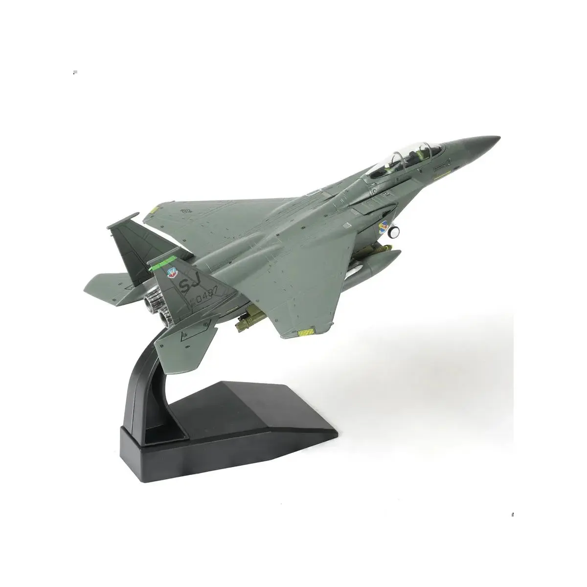 F-15E Strike Eagle 1:100 Die-Cast Metal Fighter Aircraft Model, Pre-Built Collectible Diecast Toy with Angle-Adjusting Bracket, 7.48 x 5.12 x 2.56 Inches Miniature Set for Gifting, Metal Cast