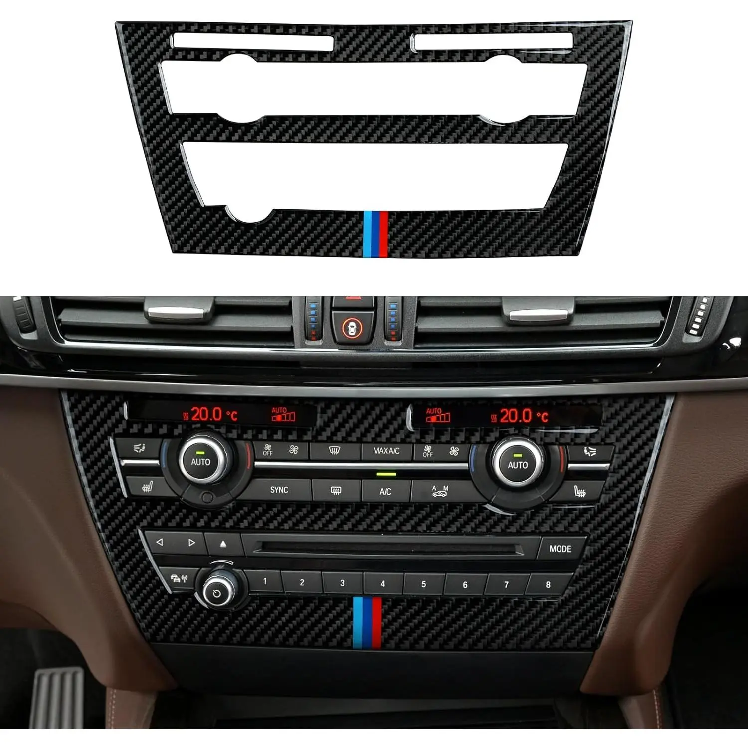 Carbon Fiber Car CD Panel Trim & Center Console Cover Sticker Decal, Self-Adhesive Peel-and-Stick Easy-Remove Car Interior Kit with Scratch Protection for BMW X5 F15, X5M F85, X6 F16, X6M F86 (2014-2019) Automotive Interior Accessories, Sticker Set, Surfa