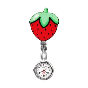 OIDEA Strawberry Nurse Fob Pocket Watch for Healthcare Workers - Easy-Read Dial, Secure Clip Pocket Watches