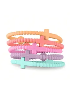5pcs Cute Random Color Hand Strap, Thin Cross Silicone Bracelet, New Fashion Bracelets, Stackable Bracelets, Accessories Gifts, All Seasons, Criss Cross Design