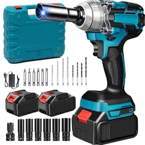 3-in-1 High Torque 1/2-Inch Cordless Impact Wrench & Cordless Drill Set - 2x 3000mAh Li-Ion Batteries, 5 Sockets, 8 Bits, 10 Screws, Tool Case, Impact Drill Bit - Power Tool for Car Lugnuts