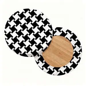 2/4/6/8PCS black and white geometric digital printing pattern universal elastic round stool cover for all seasons, elastic, suitable for bar chairs, small round cushions, restaurants, cafes and other scenes