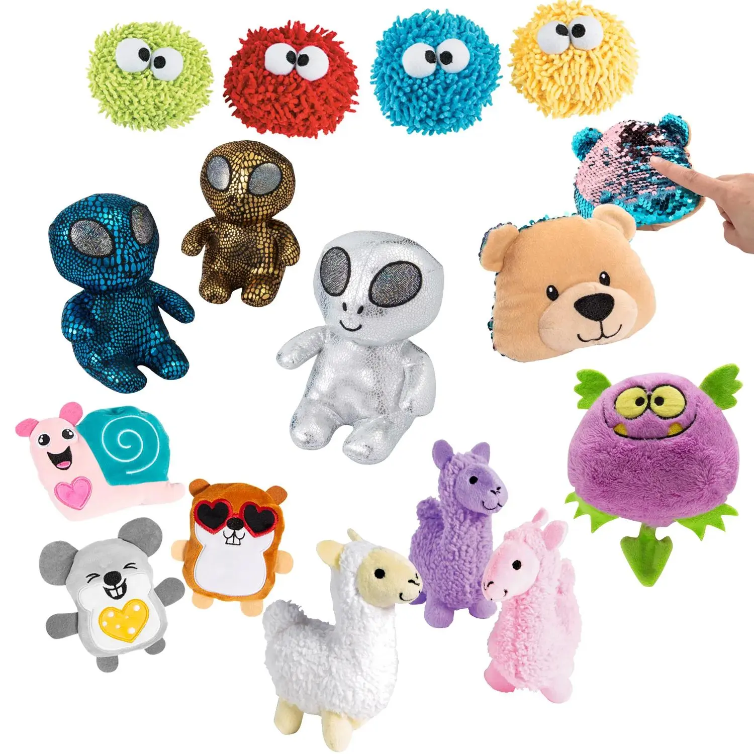 72-Piece Unisex Sensory Plush Character Kit - Cute Stuffies, Assorted Materials Stuffed Animal Collectibles, Durable Fluffy Toys for Fun Giveaways at Carnivals, Classroom Rewards, Oriental Trading Company Inc. Replenishing Reward Box Gifts