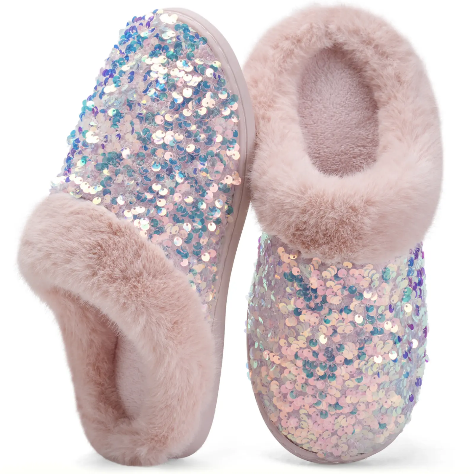 Women's Training & Gym Slip-On Fur Footwear - Small Soft Fur, Plush Polar Fleece Lined, Memory Foam Comfort, Cable Knit Breathable, Anti-Skid Rubber Sole, Fabric-Cloth, Hand Washable, Toasty Sock/Bare Use, Indoor-Outdoor House Slippers