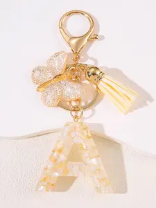 1pc/Fashion Alphabet Design Resin Keychain Cute Tassel Decor Key ring chain for Women Men Trendy All-match Exquisite Charm Bag Car for Birthday Gift Stylish Keychain