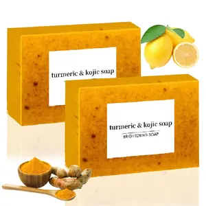 Lemon Turmeric Kojic Soap,Natural Handmade Soap,Turmeric Soaps Bar for Face and Body, Smooth Skin Tumeric Soapes,Deep Cleansing Soaps for Men & Women