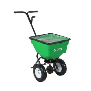125LB Tow Behind Broadcast Spreader Heavy Duty, Pull Behind Garden Lawn Fertilizer Seeder with Rain Cover, 30 Settings 9.8FT Width Riding Mower ATV UTV Tractor Compatible