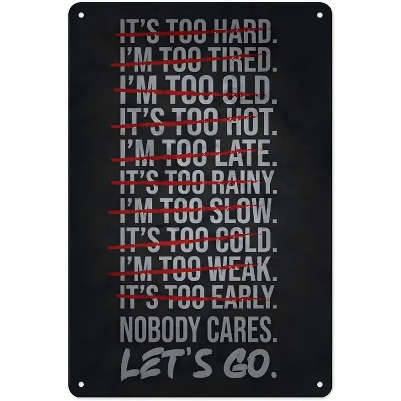8x12in Lightweight Durable Laser-Engraved Aluminium Gym-Mindset Sign - "Nobody Cares We Go To The Gym" Quote Plaque, Metallic Tone Pinterest-Inspired Engraved Motivational Home Sign, Mens Room Decor Metal Wall Panel, Unisex Gift Office Art Home Supply