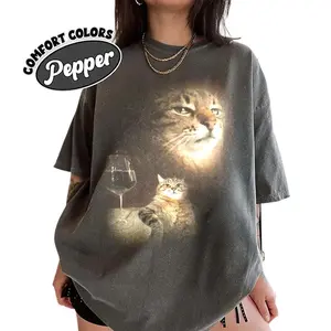 The Retro Cat Funny Comfort Colors, Cat Portrait Shirt,  Meme Cringe Funny Dumb  Shirt, Funny Meme Shirt, Crew Neck, Menswear Top, Womenswear Top Underwear Streetwear