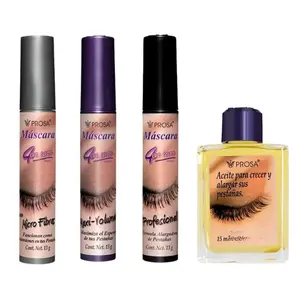 Prosa New Viral - Prosa Mascara & Lash Oil Set - 4-Piece Bundle for Bold Beautiful Lashes - Maxi Volumen, Profesional, Microfibras & Conditioning Lash Oil - Waterproof & Long Lasting - Complete Lash Solution