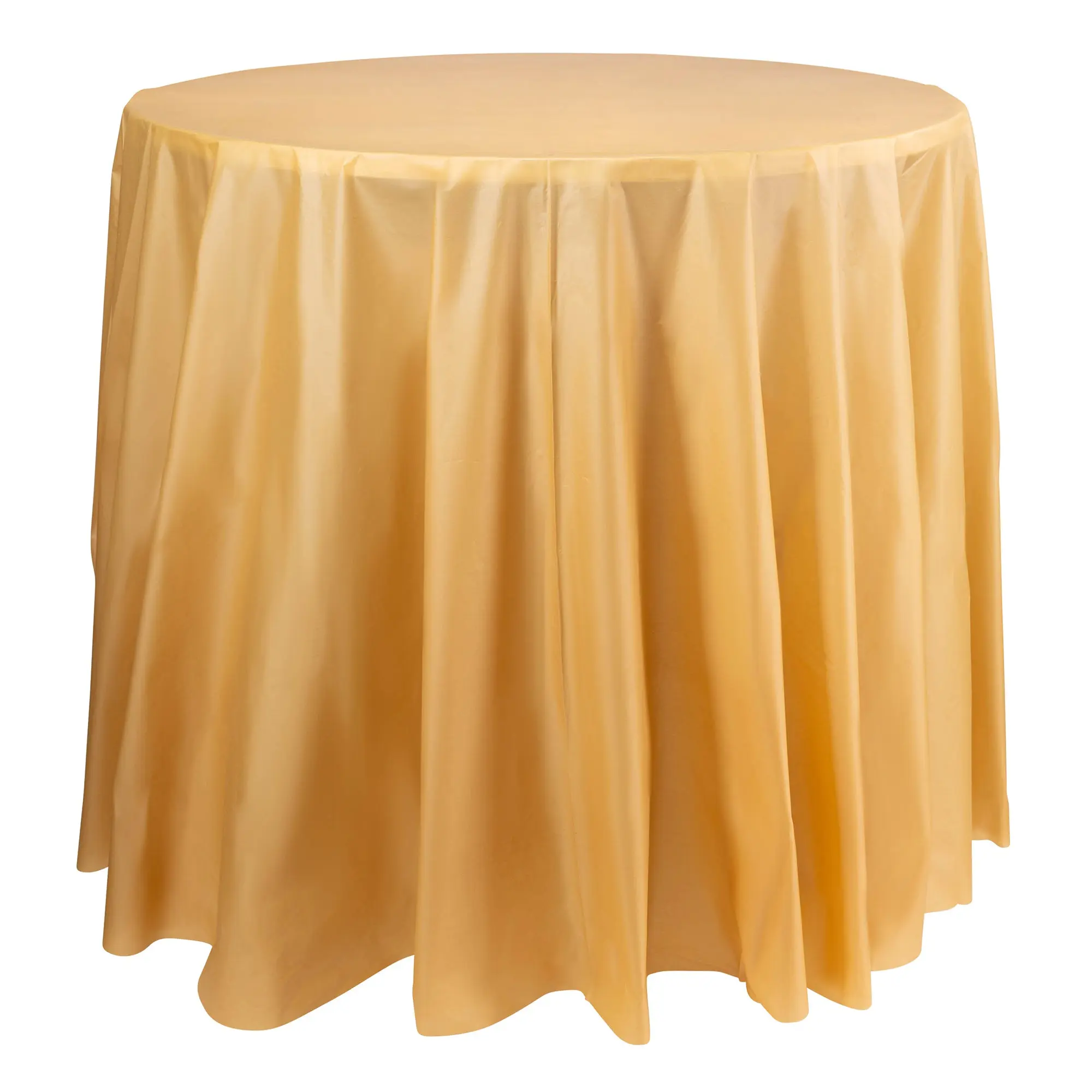 Gold Round Disposable Plastic Tablecloths (84")