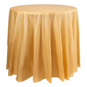 Gold Round Disposable Plastic Tablecloths (84")