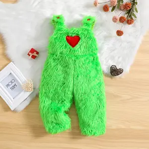 Kids Winter Overalls, Furry Embroidery Heart Christmas Overalls Warm Kids Jumpsuit for Girls Boys