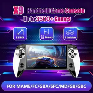 X9 Handheld Game Console, Rechargeable Portable Compact Gaming Machine, 5.5 Inch HD Screen, Retro Arcade with 3500 Games, Home & Travel Use, Portable Gaming System