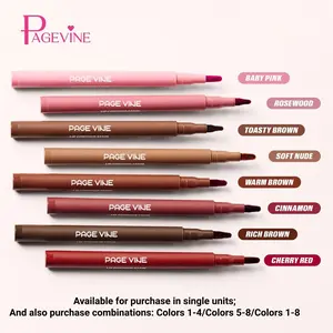 Pagevine Dual-Ended Lip Liner and Gloss Pen, Lipliner, 12 Hours Smudge-Proof and Cup-Resistant, High Pigment Colors Available, Ideal for Everyday and Date Makeup