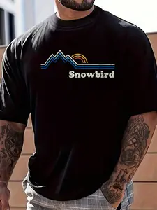 100% Cotton Retro Snowbird Utah UT T Shirt Vintage Sunrise Mountains Tee T-Shirt Women's Men's Graphic Tee Crew Neck summer vacation Tops