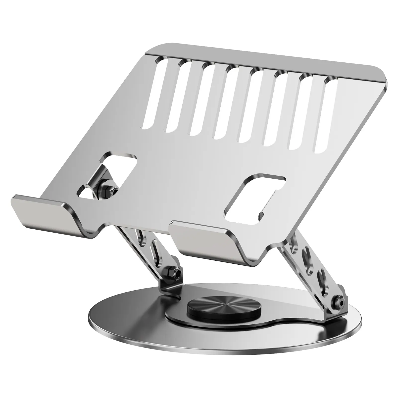 Adjustable Laptop Risers > Ergonomic All-Metal Laptop Stand, 360° Swivel & Foldable Computer Stand, Height Adjustable Laptop Holder for Desk, Compatible with 10-17.3" MacBook, Dell, HP, Gray