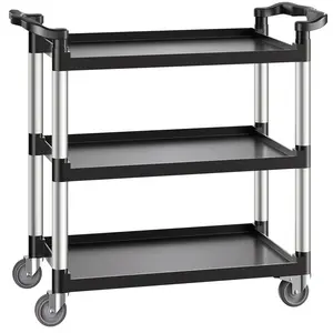 【fathersdaygift】VEVOR Heavy Duty Utility Cart 500 lbs Capacity 3-tier Service Cart with Wheels, Smooth, Heavy Duty Wagon