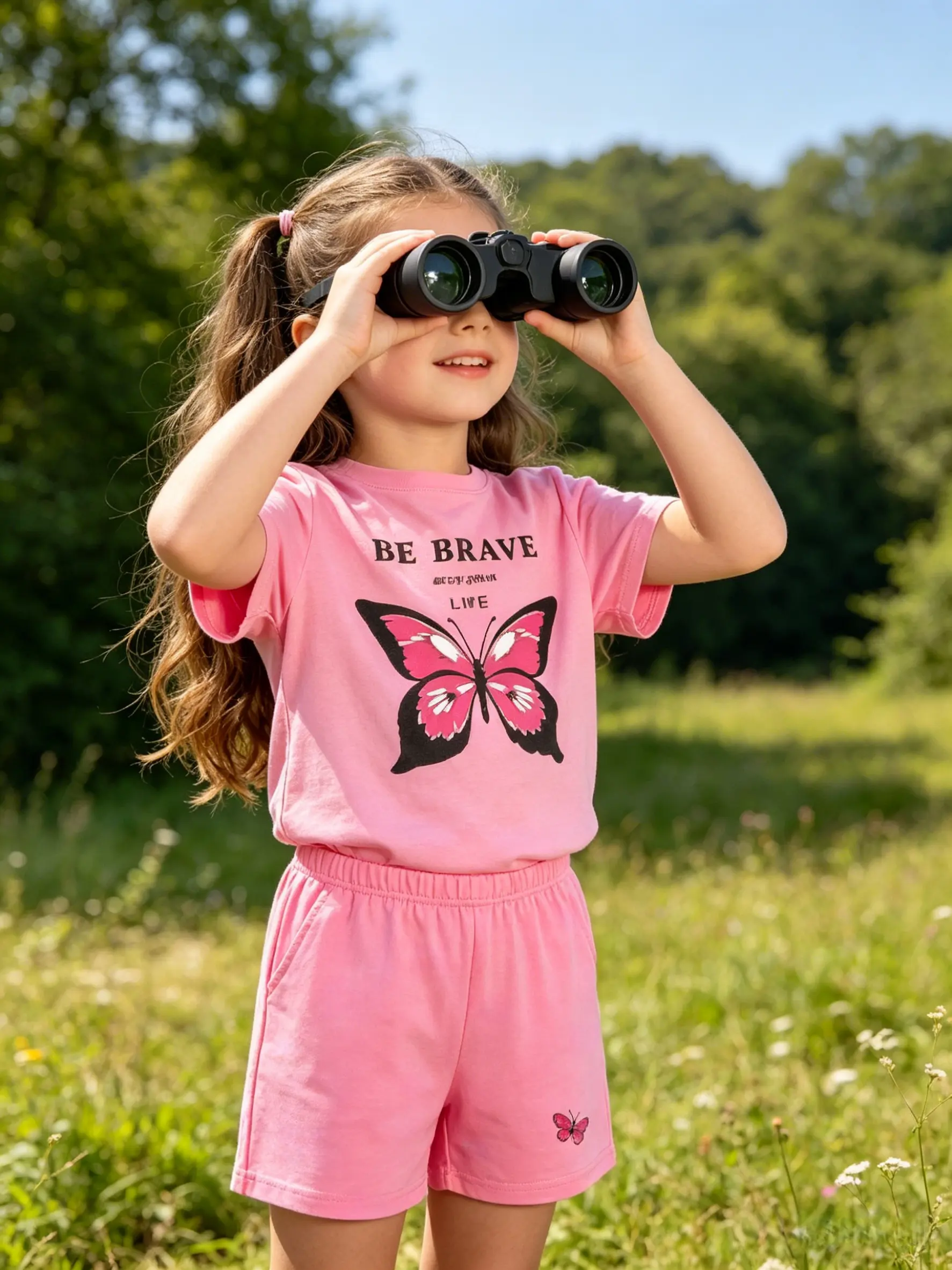 Girls’ printed T-shirt and shorts two-piece set, cute floral/butterfly pattern summer outfit, suitable for toddlers and children aged 3–12 years